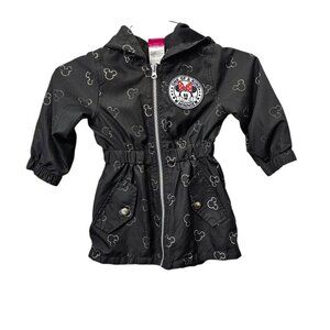Disney Jr Minnie Mouse Toddler Zip Up Spring Rain Windbreaker Hooded Jacket